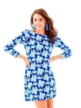 Lilly Pulitzer “Sophie” Blue Patterned Shift Dress Size S